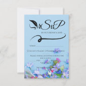 Blue Spring Minimalist Handgeschreven Bruiloft RSV RSVP Kaartje (Voorkant)