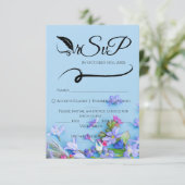 Blue Spring Minimalist Handgeschreven Bruiloft RSV RSVP Kaartje (Staand voorkant)