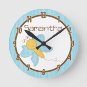 Blue Spring Time Butterfly gepersonaliseerde klok (Voorkant)