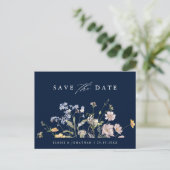 Blue Spring Wildflower Meadow Save the Date Briefkaart (Staand voorkant)