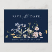 Blue Spring Wildflower Meadow Save the Date Briefkaart (Voorkant)