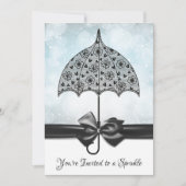 Blue Sprinkle Baby shower Black Lace Umbrella Kaart (Voorkant)
