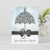 Blue Sprinkle Baby shower Black Lace Umbrella Kaart (Staand voorkant)