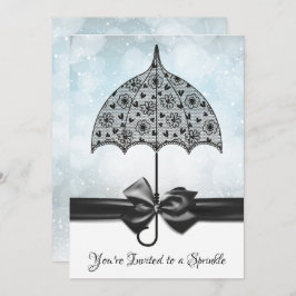 Blue Sprinkle Baby shower Black Lace Umbrella Kaart