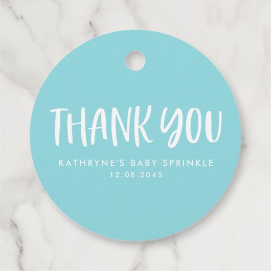 Blue Sprinkle Donut Baby Sprinkle Bedankt Bedankjes Labels (Achterkant)