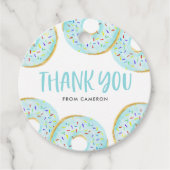 Blue Sprinkle Donuts Verjaardagsfeest Dank u Bedankjes Labels (Voorkant)