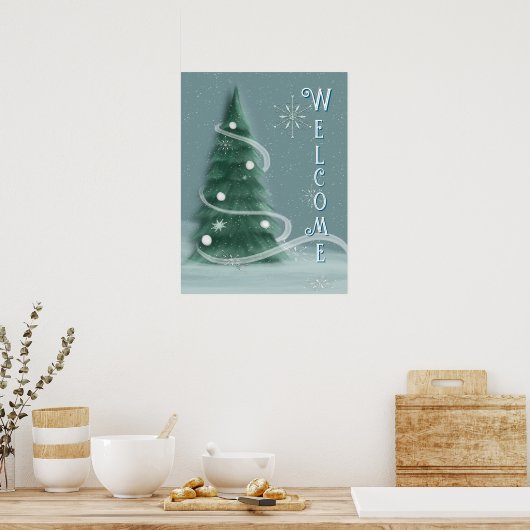 Blue Spruce Christmas Tree Welcome Poster (Keuken)