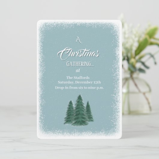 Blue Spruce Kerstuitnodiging Kaart (Staand voorkant)