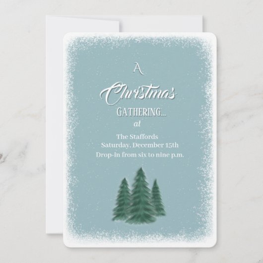 Blue Spruce Kerstuitnodiging Kaart (Voorkant)