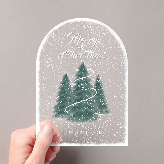 Blue Spruce Sneeuwval Acryl Kerst Kaart Acryl Uitnodigingen (Insitu (Draagbaar))