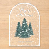 Blue Spruce Sneeuwval Acryl Kerst Kaart Acryl Uitnodigingen (Voorkant)