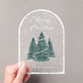 Blue Spruce Sneeuwval Acryl Kerst Kaart Uitnodigingen (Insitu (Draagbaar))