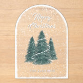 Blue Spruce Sneeuwval Acryl Kerst Kaart Uitnodigingen (Voorkant)