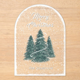 Blue Spruce Sneeuwval Acryl Kerst Kaart Uitnodigingen