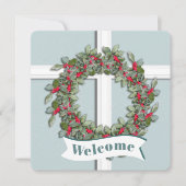 Blue Spruce Window to Winter Invitation Feestdagenkaart (Voorkant)