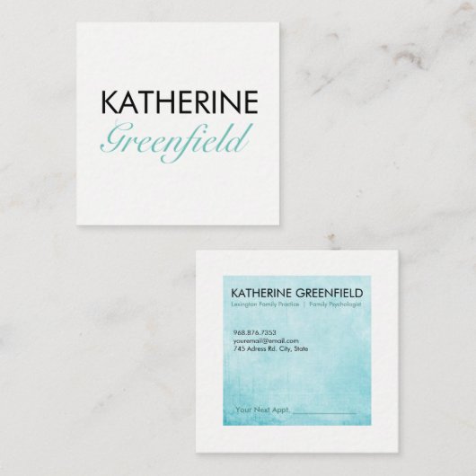 Blue Square Block Business/Appointkaart Afsprakenkaartje (Voorkant / Achterkant)