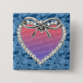 Blue Square Diamond Heart Lijst Button (Voorkant)