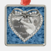 Blue Square Diamond Heart Lijst Ornament . (Voorkant)