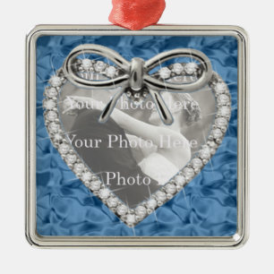 Blue Square Diamond Heart Lijst Ornament .