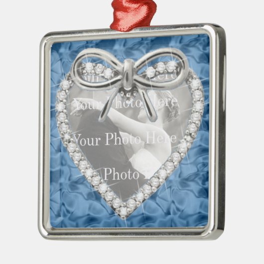 Blue Square Diamond Heart Lijst Ornament . (Links)