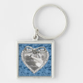 Blue Square Diamond Heart Lijst Sleutelhanger (Voorkant)
