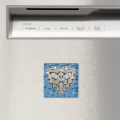 Blue Square Elegant Designer Diamond Heart Magnet (Insitu (Vaatwasser))