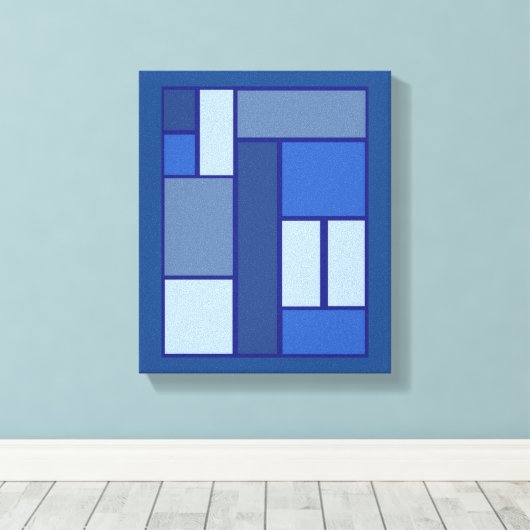 Blue Square Geometric - Emotionvorm en kleur Canvas Afdruk (Insitu (Houten vloer))