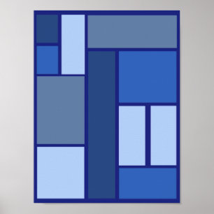 Blue Square Geometric - Emotionvorm en kleur Poster
