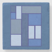 Blue Square Geometric - Emotionvorm en kleur Stenen Onderzetter (Voorkant)