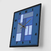 Blue Square Geometric - Emotionvorm en kleur Vierkante Klok (Hoek)