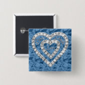 Blue Square Live Laugh Love Diamond Heart Button (Voorkant /achterkant)