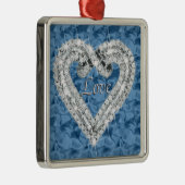 Blue Square Love Diamond Heart Ornament (Rechts)