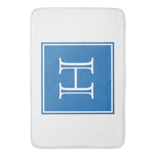 Blue Square Monogram Bath Mat (Voorkant Verticaal)