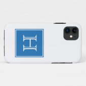 Blue Square Monogram Case-Mate iPhone Case (Achterkant (horizontaal))