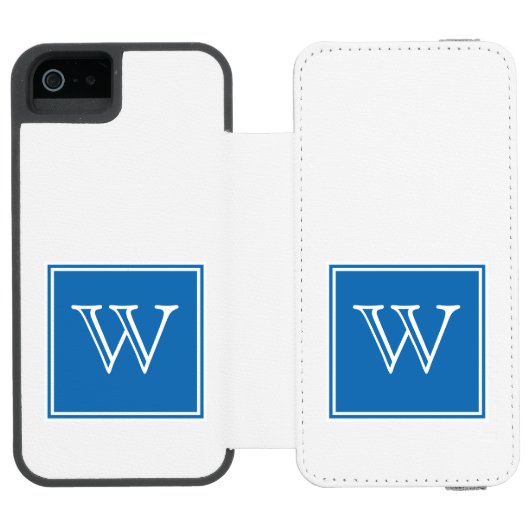 Blue Square Monogram Incipio iPhone Portemonnee Hoesje (Agenda Open)