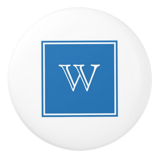 Blue Square Monogram Knob Keramische Knop (Voorkant)