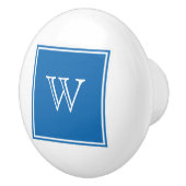 Blue Square Monogram Knob Keramische Knop (Rechts)