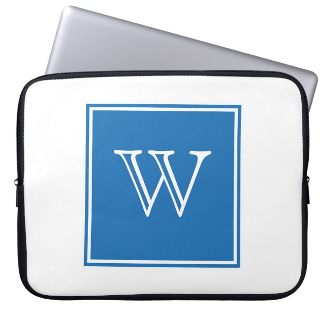 Blue Square Monogram Laptop Sleeve (Voorkant)