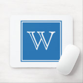 Blue Square Monogram Mousepad Muismat (Met muis)