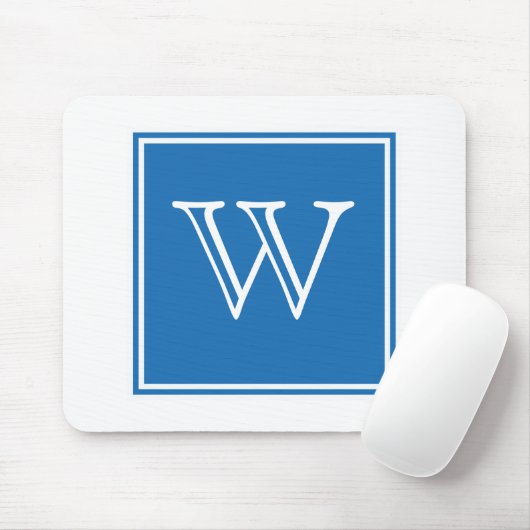 Blue Square Monogram Mousepad Muismat (Met muis)