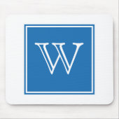 Blue Square Monogram Mousepad Muismat (Voorkant)