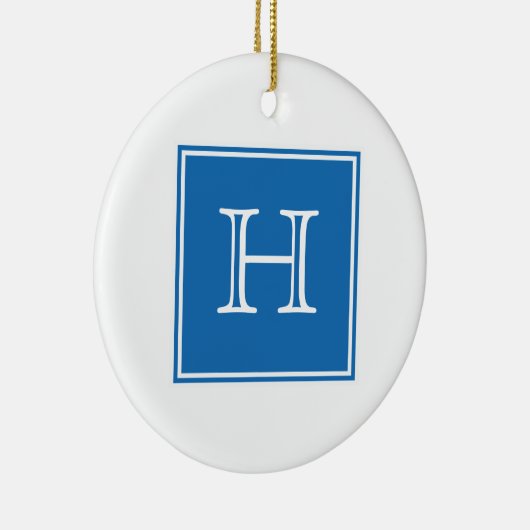 Blue Square Monogram Ornament (Rechts)