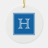 Blue Square Monogram Ornament (Voorkant)