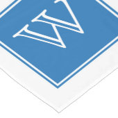 Blue Square Monogram Table Runner Korte Tafelloper (Hoek)