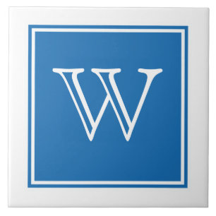 Blue Square Monogram Tegel Tegeltje
