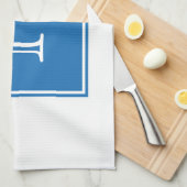 Blue Square Monogram Towel Theedoek (Quarter Fold)