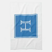 Blue Square Monogram Towel Theedoek (Verticaal)
