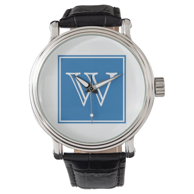 Blue Square Monogram Watch Horloge (Voorkant)