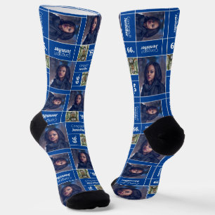 Blue Square Photo Afstuderen Class Year Socks Sokken