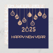 Blue Square wish card New Year with Christmaball Feestdagenkaart (Voorkant / Achterkant)